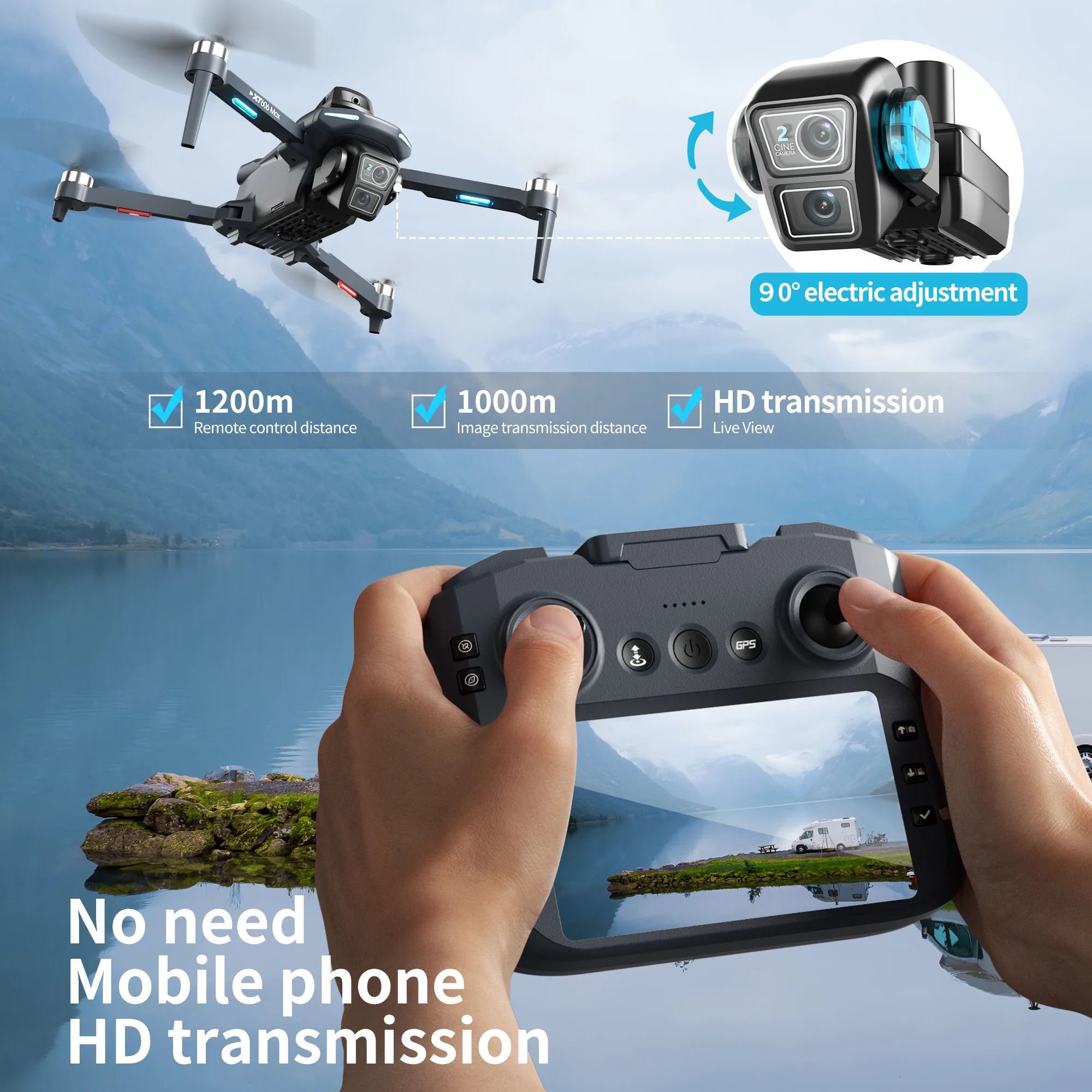 طائرة بدون طيار XT606 MAX GPS  - مراجعة Jjrc Drone X12 وسعره